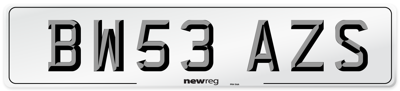 BW53 AZS Number Plate from New Reg